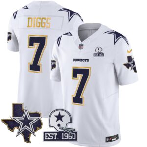 Trevon Diggs #7 Cowboys Texas Patch Gold Trim Vapor Jersey - All Stitched