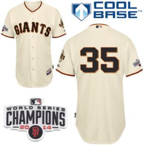 San Francisco Giants #35 Brandon Crawford Cream Cool Base W/2014 World Series Champions Patch Stitched Jersey