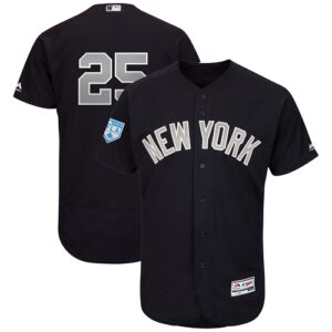 Men's New York Yankees #25 Gleyber Torres Majestic Navy Alternate 2019 Spring Training Flex Base Player Jersey