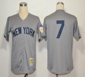 Mitchell And Ness 1951 New York Yankees #7 Mickey Mantle Grey Throwback Stitched Jersey