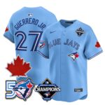 Vladimir Guerrero Jr. #27 Toronto Blue Jays 50th Red Maple Leaf Patch World Series Limited Jersey Stitched - Light Blue