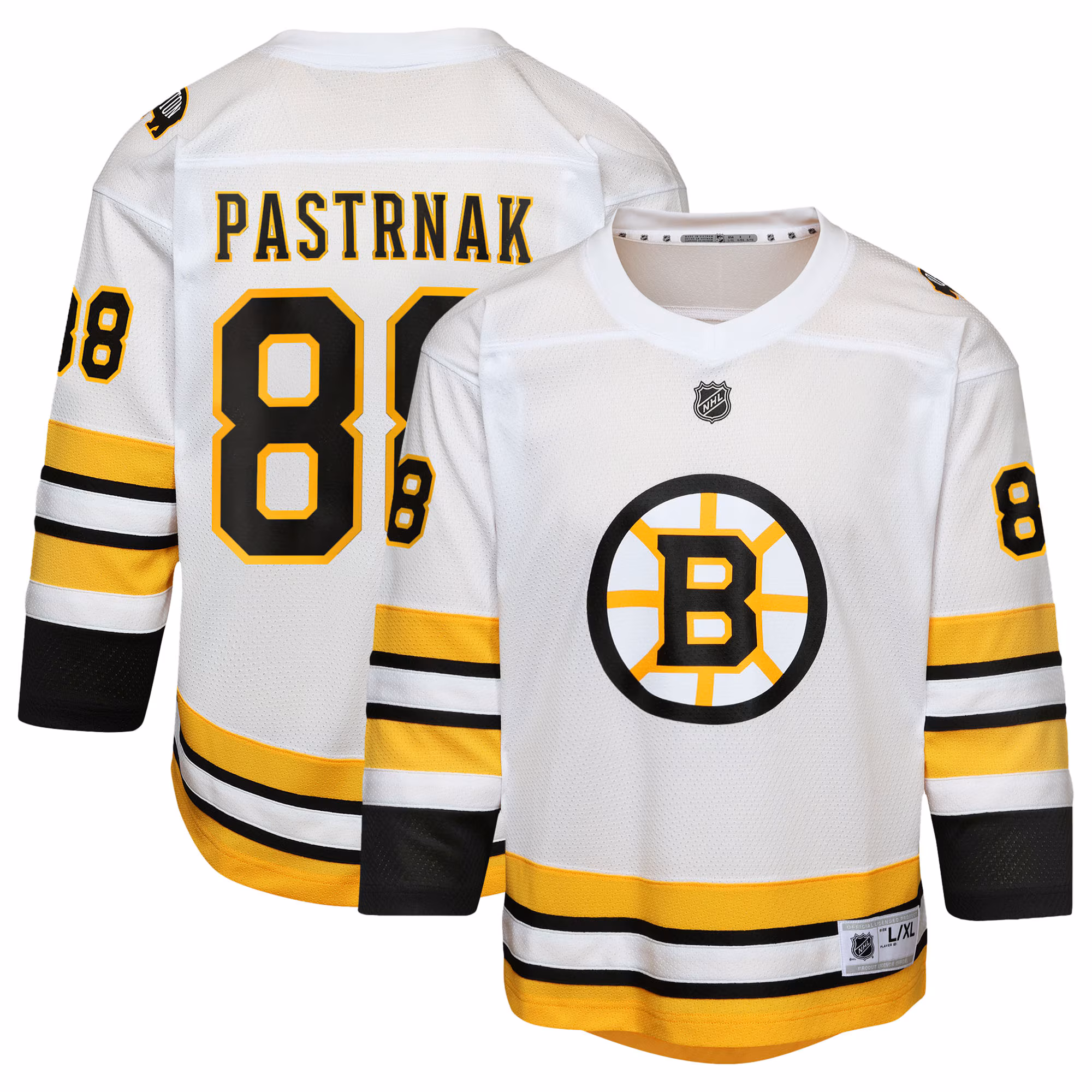 Youth Boston Bruins David Pastrnak #88 White Home Replica Player Jersey
