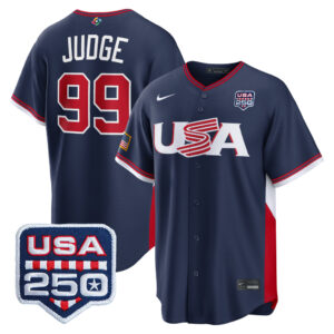 Aaron Judge #99 USA Baseball 250th Patch 2026 World Baseball Classic Road Stadium Jersey - Navy