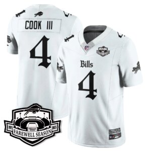 James Cook III #4 Buffalo Bills BUF Gothic Vapor Limited Jersey - Farewell Highmark Patch - All Stitched