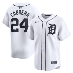 Men's Detroit Tigers #24 Miguel Cabrera  White Home Limited Player Jersey