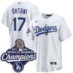 Men's Los Angeles Dodgers Shohei Ohtani #17 White 2025 World Series Champions Home Replica Jersey
