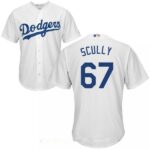 Men's Los Angeles Dodgers #67 Vin Scully White Home Stitched Majestic Cool Base Sportscaster Jersey