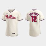 Men's Philadelphia Phillies #12 Kyle Schwarber Cream Alternate Flex Base Jersey