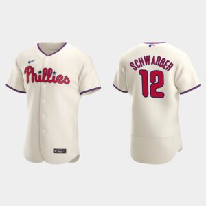 Men's Philadelphia Phillies #12 Kyle Schwarber Cream Alternate Flex Base Jersey