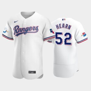 Men's Texas Rangers #52 Taylor Hearn White Home 50th Anniversary Flex Base Jersey