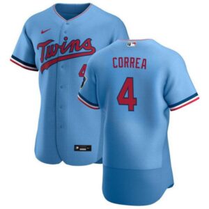 Men's Minnesota Twins #4 Carlos Correa Alternate Powder Blue Jersey