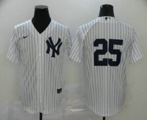 Men's New York Yankees #25 Gleyber Torres White No Name Stitched Cool Base  Jersey