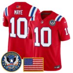 Drake Maye #10 New England Patriots United States 250th Anniversary Patch Vapor Limited Jersey - All Stitched