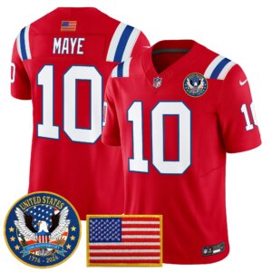 Drake Maye #10 New England Patriots United States 250th Anniversary Patch Vapor Limited Jersey - All Stitched