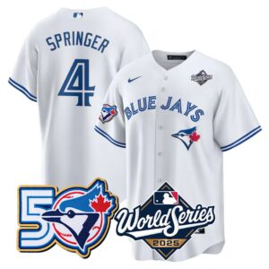 George Springer #4 Toronto Blue Jays 50th 2025 World Series Limited Jersey Stitched White
