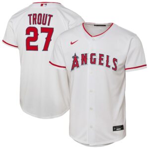 Youth Los Angeles Angels Mike Trout #27 White Home Replica Player Jersey