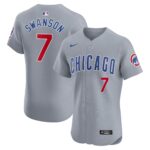 Men's Chicago Cubs Dansby Swanson  Gray Road Elite Player Jersey