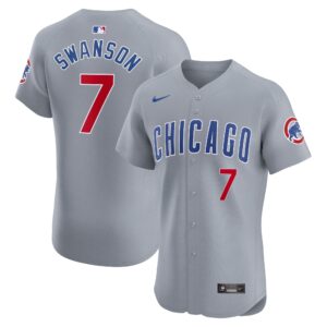 Men's Chicago Cubs Dansby Swanson  Gray Road Elite Player Jersey