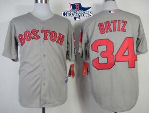 Boston Red Sox #34 David Ortiz Grey Cool Base 2013 World Series Champions Patch Stitched Jersey