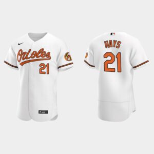 Men's Baltimore Orioles #21 Austin Hays White Home Flex Base Jersey