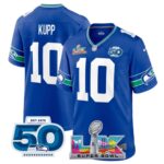 Cooper Kupp #10 Seattle Seahawks Super Bowl LX 50th Season Patch Royal Throwback Player Game Jersey