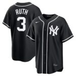 Babe Ruth #3 New York Mets Fashion Replica Black Out Jersey - Black