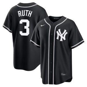Babe Ruth #3 New York Mets Fashion Replica Black Out Jersey - Black