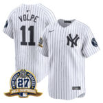 Anthony Volpe #22 New York Yankees 27 Time Champions Patch Vapor Premier Limited Jersey - White
