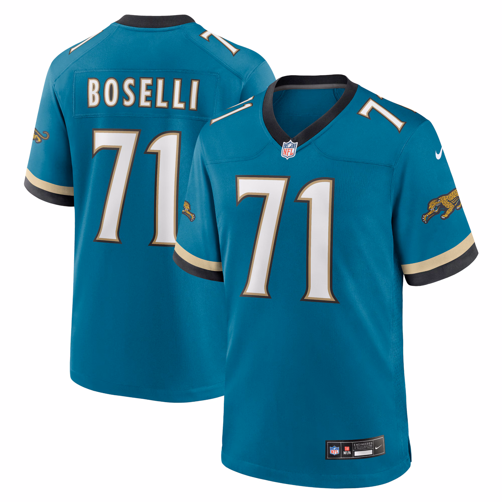Tony Boselli #71 Jacksonville Jaguars Prowler Throwback Retired Player Game Jersey - Teal