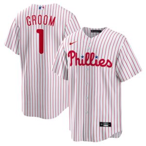 Philadelphia Phillies  White #1 Groom Home Replica Jersey