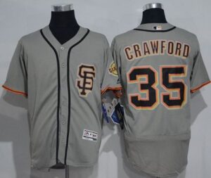 San Francisco Giants #35 Brandon Crawford Grey Flexbase Collection Road 2 Stitched jerseys