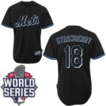 New York Mets #18 Darryl Strawberry Black Fashion W/2015 World Series Patch Stitched Jersey