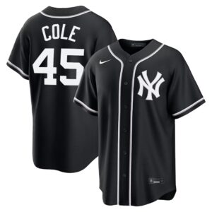 Gerrit Cole #45 New York Mets Fashion Replica Black Out Jersey - Black