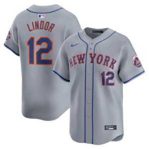 Men's New York Mets #12 Francisco Lindor  Gray Away Limited Player Jersey