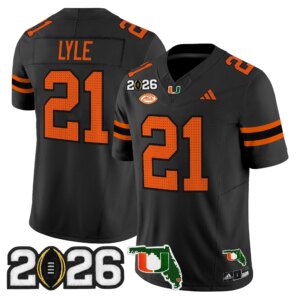 Jordan Lyle #21 Miami Hurricanes MIA 2026 CFP Final & Florida Patch Vapor Limited Jersey - All Stitched