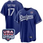 Shohei Ohtani #17 Los Angeles Dodgers 250th Patch Alternate Jersey - Royal