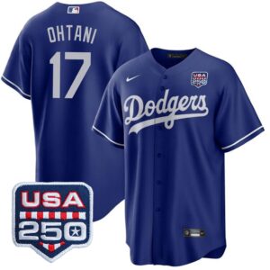 Shohei Ohtani #17 Los Angeles Dodgers 250th Patch Alternate Jersey - Royal