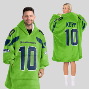 Adult 10 Seattle Football Unisex Blanket Hoodie