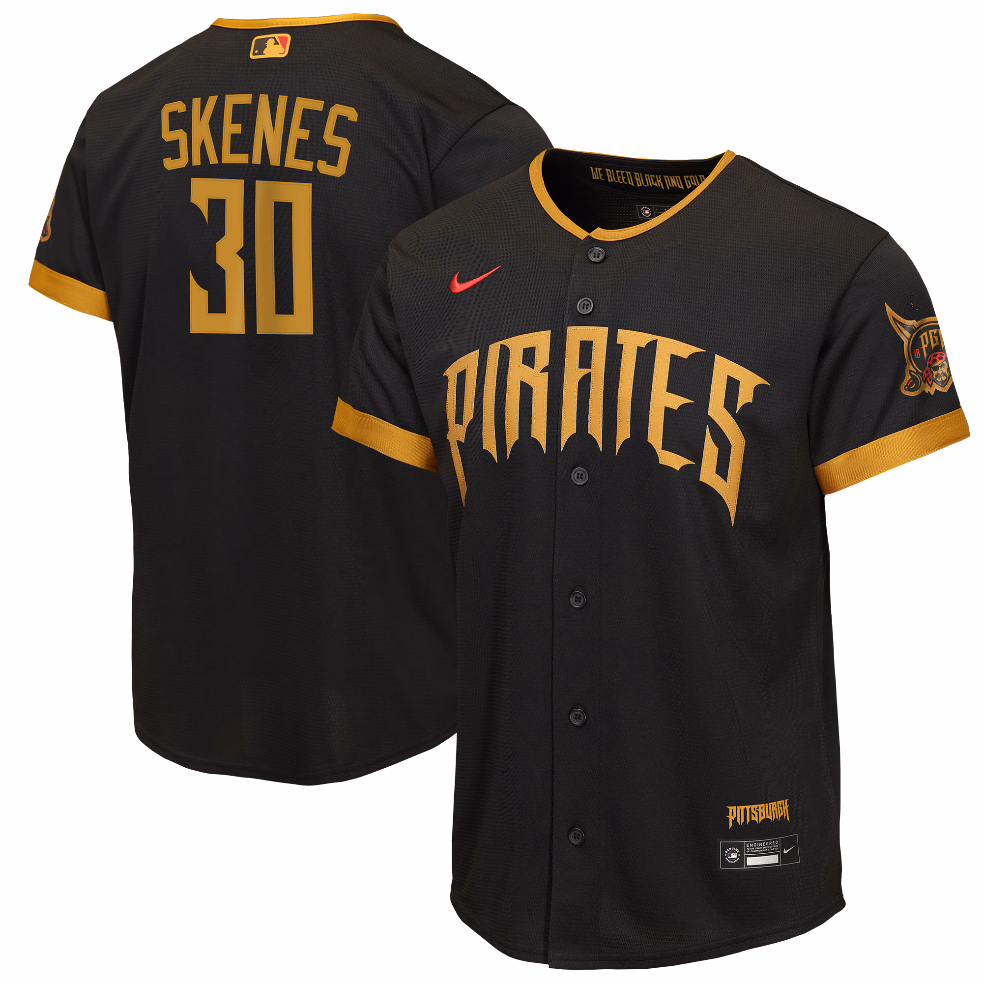 Youth Pittsburgh Pirates Paul Skenes #30 Black 2026 City Connect Stadium Jersey