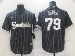 Men's  Chicago White Sox #79 Jose Abreu Black 2021 City Connect Cool Base Jersey