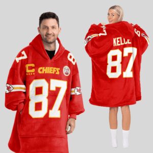 Adult T.K 87 Captain Kansas City Football Unisex Blanket Hoodie