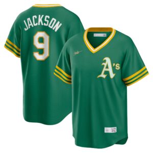 Men's Oakland Athletics Reggie Jackson  Kelly Green Road Cooperstown Collection Player Jersey