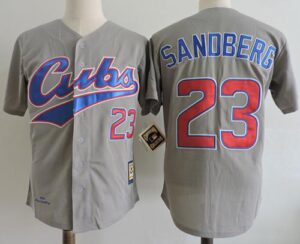 Mitchell And Ness 1994 Chicago Cubs #23 Ryne Sandberg Grey Throwback Stitched Jersey