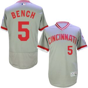 Cincinnati Reds #5 Johnny Bench Grey Flexbase Collection Cooperstown Stitched Jersey