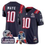 Drake Maye #10 New England Patriots 2025 Rivalries 6x Champions & Throwbacks Mascot Patch Vapor Limited Jersey - All Stitched
