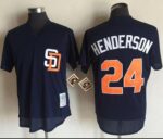 Mitchell And Ness 1996 San Diego Padres #24 Rickey Henderson Navy Blue Throwback Stitched Jersey