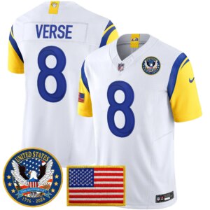 Jared Verse #8 Los Angeles Rams 2025 United States 250th Anniversary Patch Vapor Limited Jersey - All Stitched