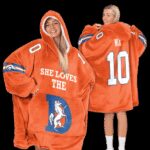 She Loves The D Denver Football Unisex Blanket Hoodie