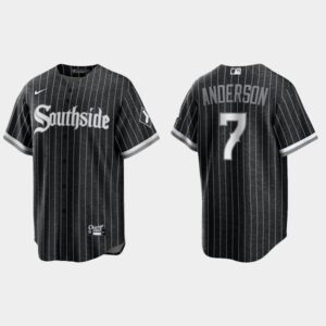 Men's Chicago White Sox #7 Tim Anderson Black 2021 City Connect Cool Base Jersey