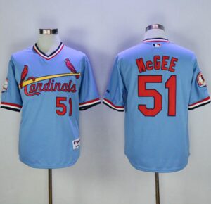 St. Louis Cardinals #51 Willie McGee Blue Cooperstown Throwback Stitched Jersey